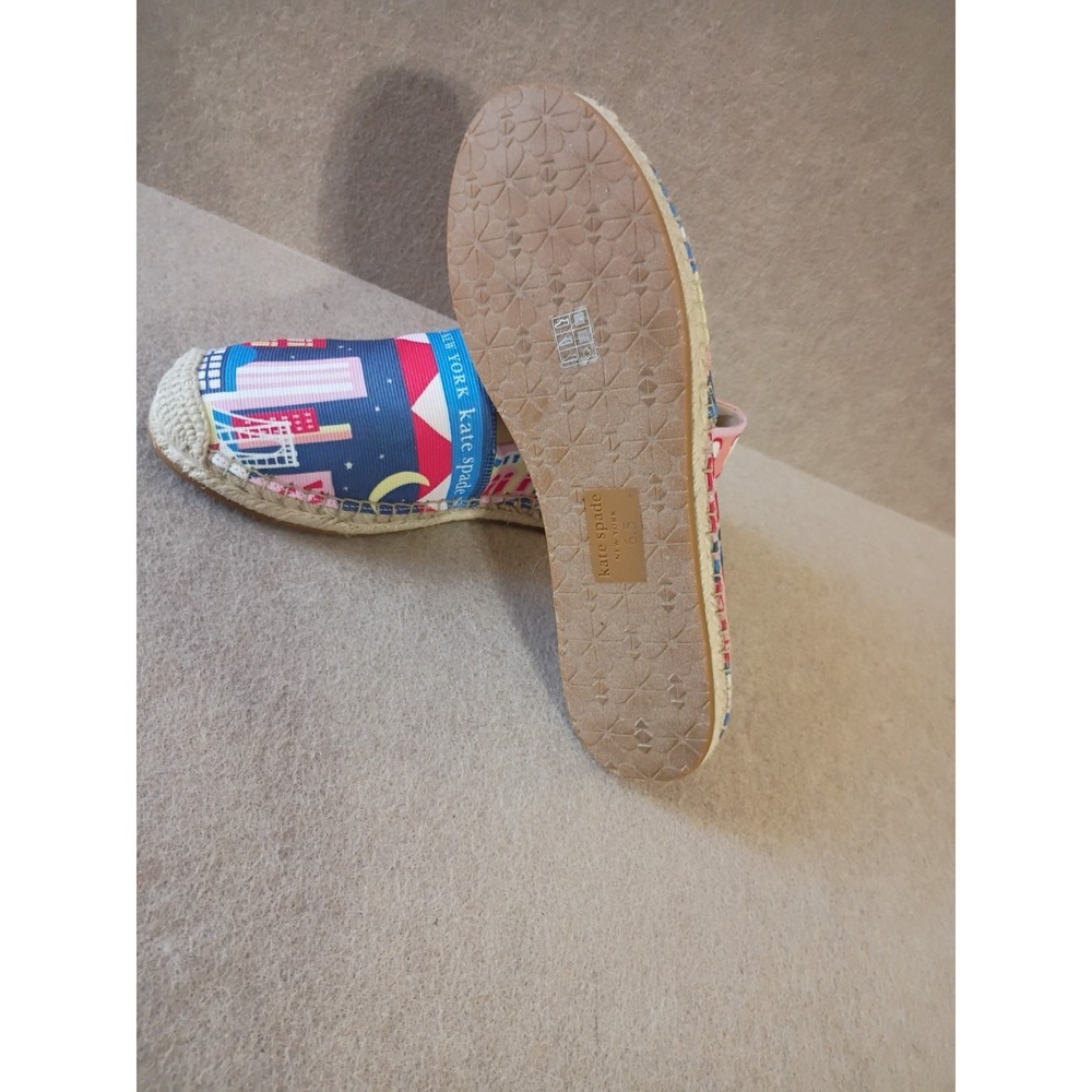 Kate Spade NYC Map Espadrille Sz 6.5 New Blue Designer Slip Ons City Patriotic - Picture 4 of 5